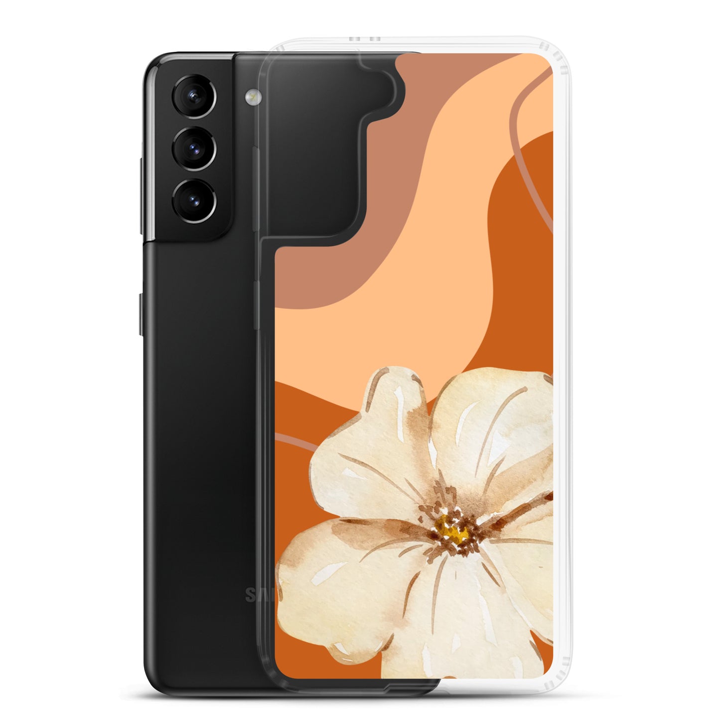 Fall Beige Color with White Flower - Clear Case for Samsung®