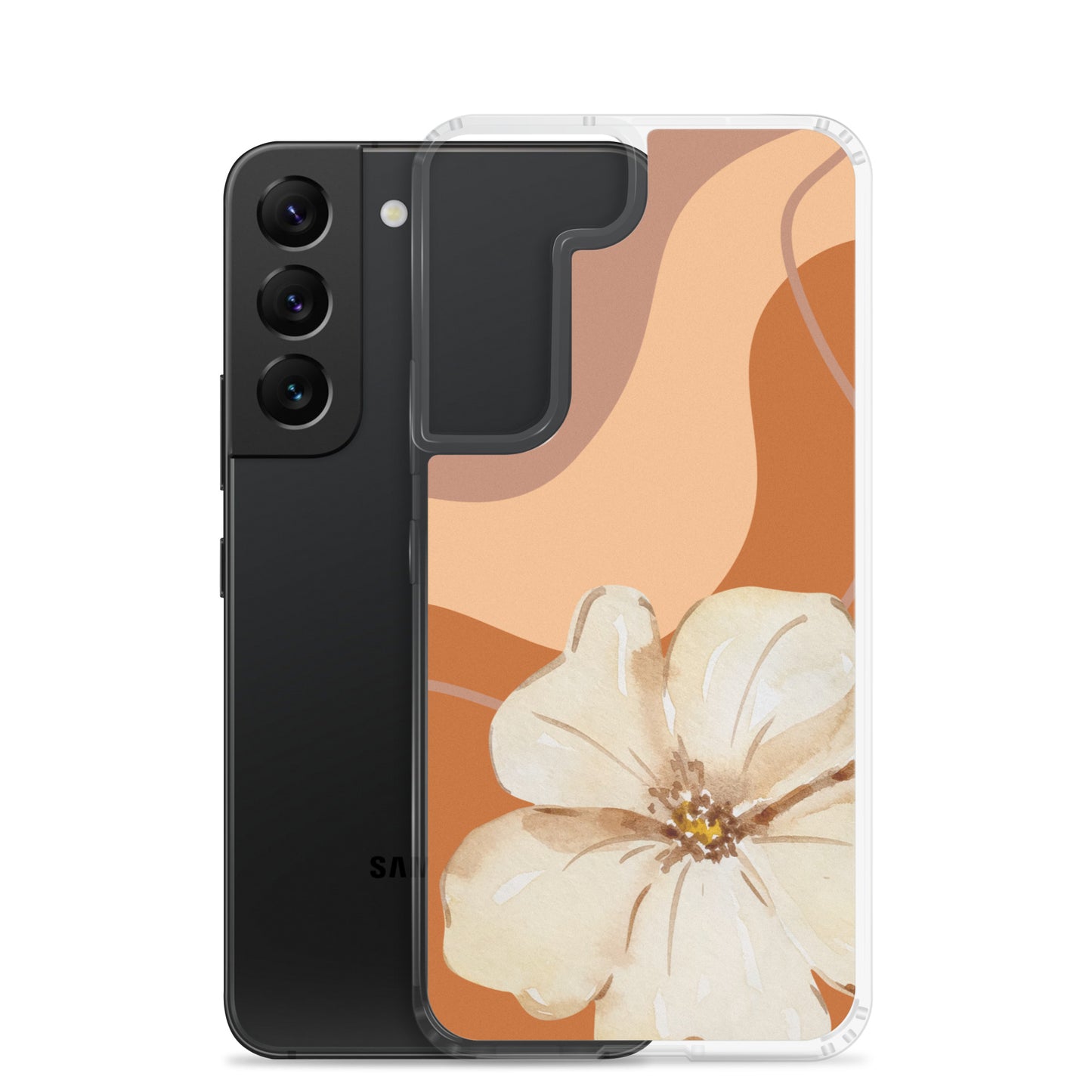 Fall Beige Color with White Flower - Clear Case for Samsung®