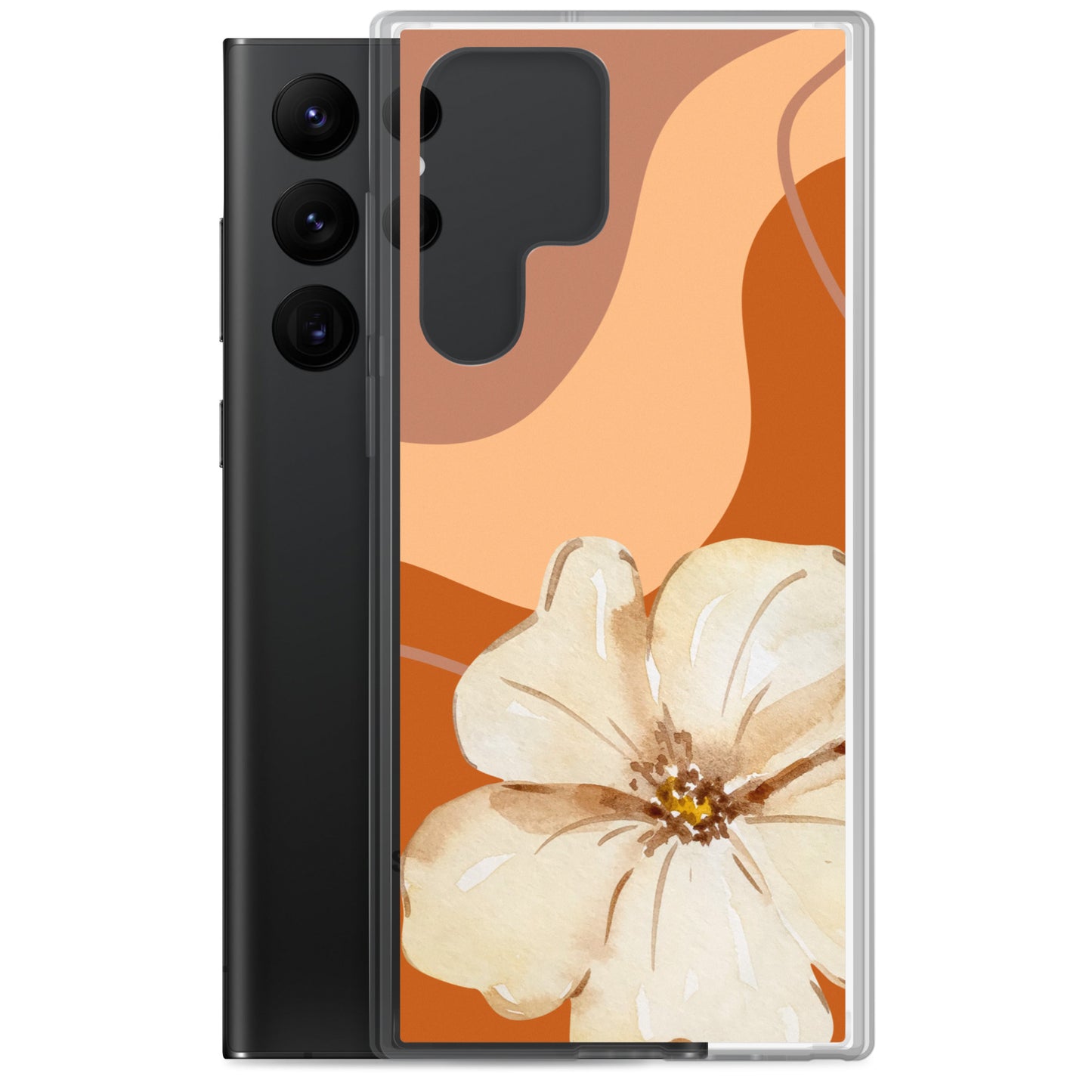Fall Beige Color with White Flower - Clear Case for Samsung®