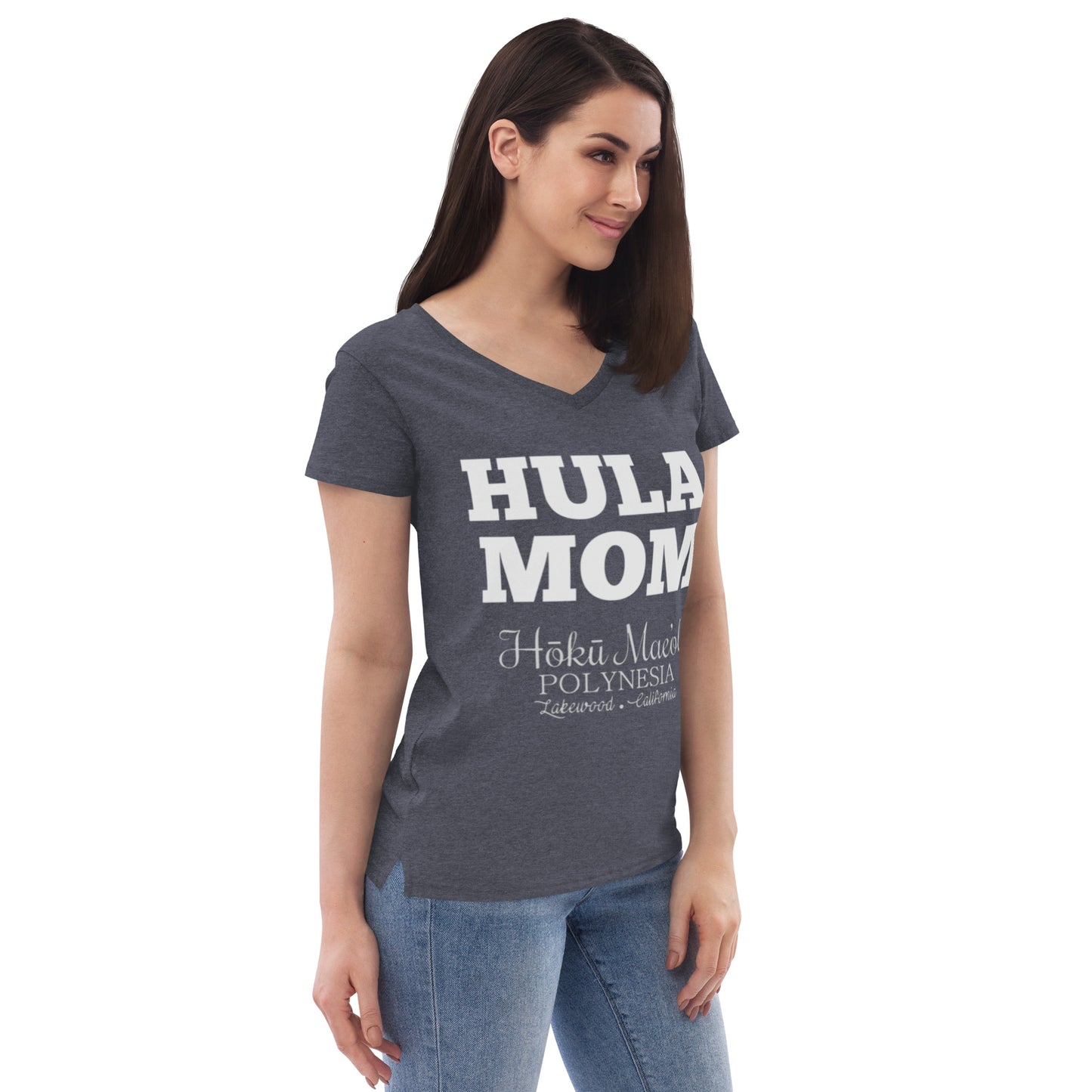HULA MOM - Women’s recycled v-neck t-shirt